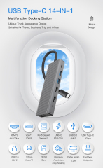 14-in-1 Multifunction Type-C USB Adapter - HDMI, VGA, USB-C Hub - For MacBook Charging and Data Transfer