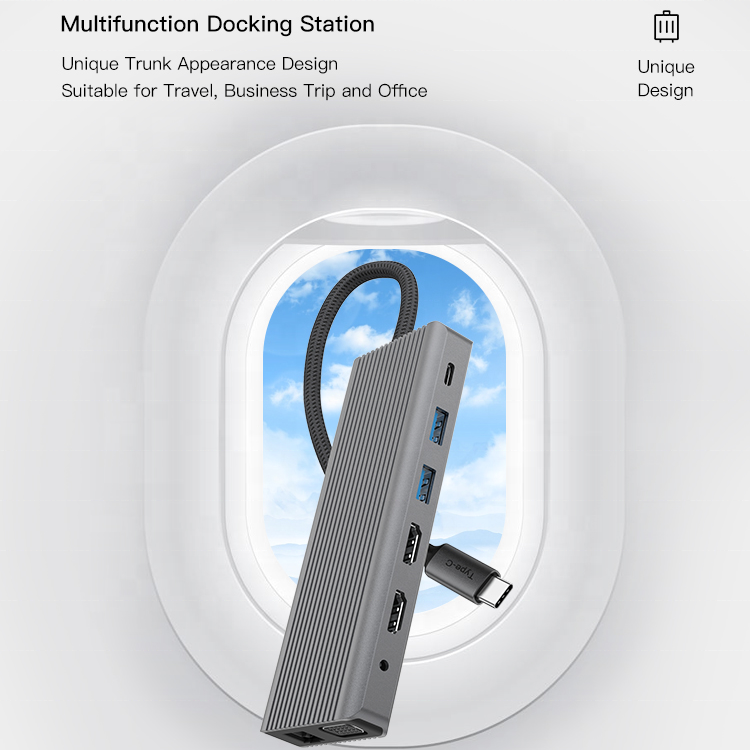 14-in-1 Multifunction Type-C USB Adapter - HDMI, VGA, USB-C Hub - For MacBook Charging and Data Transfer