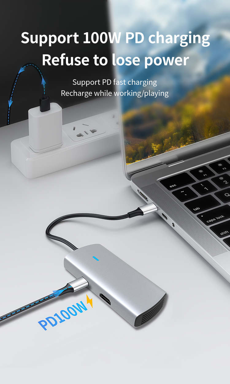 5-in-1 USB 3.0 Docking Station - USB-C, HDMI, RJ45, PD100W - High Quality and Versatile