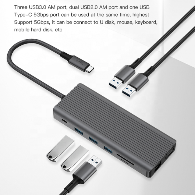 14-in-1 Multifunction Type-C USB Adapter - HDMI, VGA, USB-C Hub - For MacBook Charging and Data Transfer