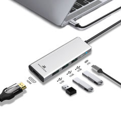 5-in-1 Type-C USB3.0 USB2.0 5Gbps PD3.0 PD100W HD 4K30Hz Laptop USB-C Docking Station