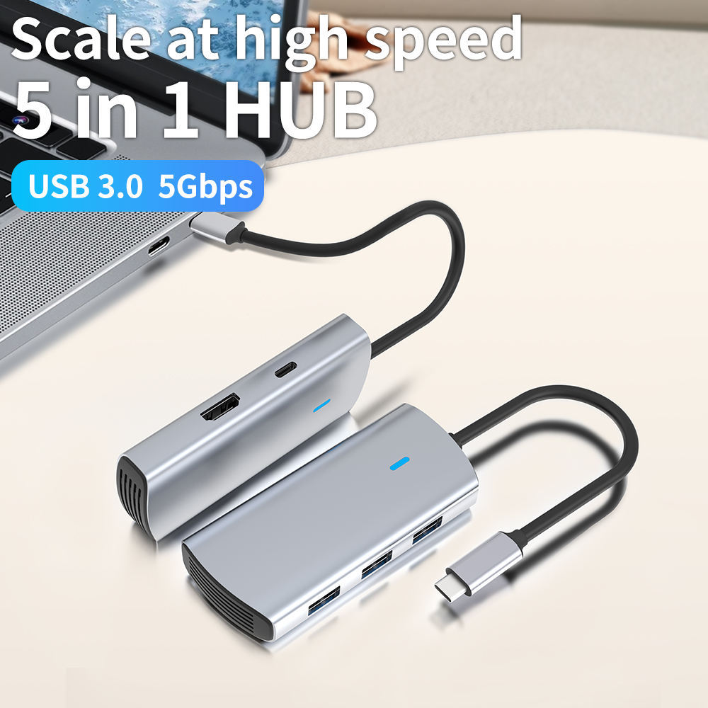 5-in-1 USB 3.0 Docking Station - USB-C, HDMI, RJ45, PD100W - High Quality and Versatile