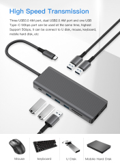 14-in-1 Multifunction Type-C USB Adapter - HDMI, VGA, USB-C Hub - For MacBook Charging and Data Transfer