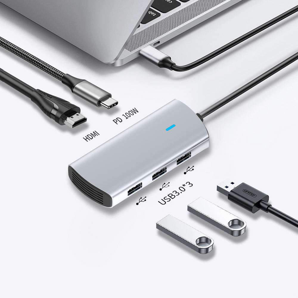 5-in-1 USB 3.0 Docking Station - USB-C, HDMI, RJ45, PD100W - High Quality and Versatile