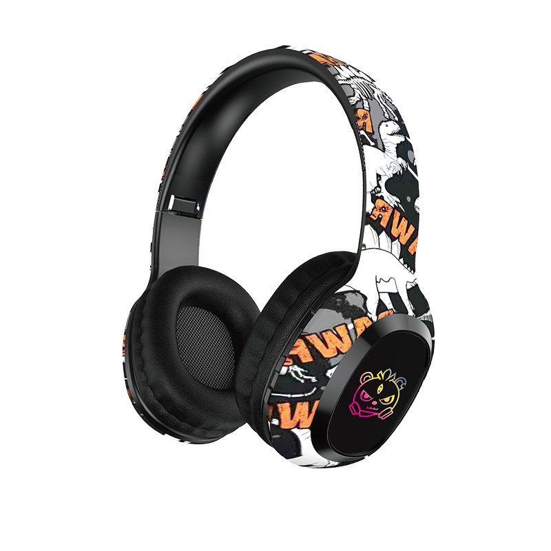 USHS P95 Wireless Bluetooth Headphones – LED Graffiti Design, Long Battery Life, Deep Bass, and Gaming Mode