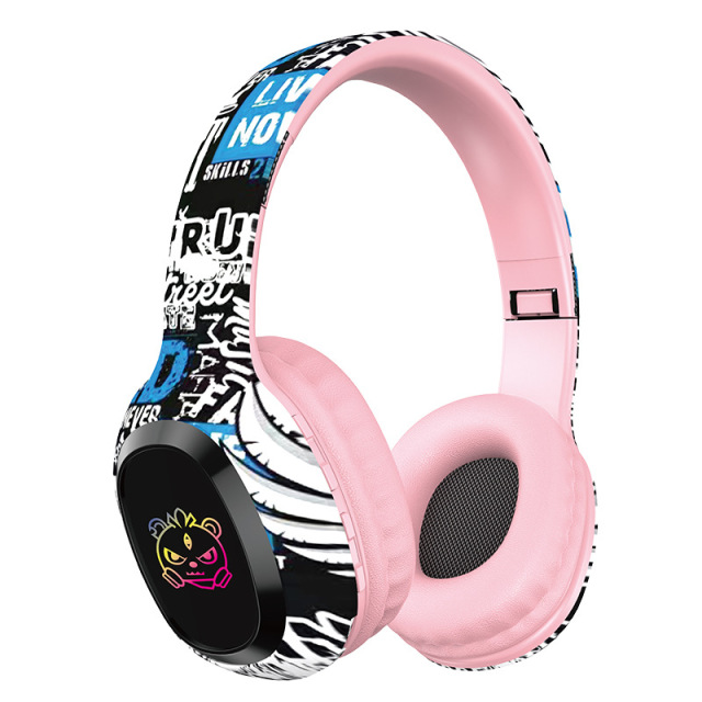 USHS P95 Wireless Bluetooth Headphones – LED Graffiti Design, Long Battery Life, Deep Bass, and Gaming Mode