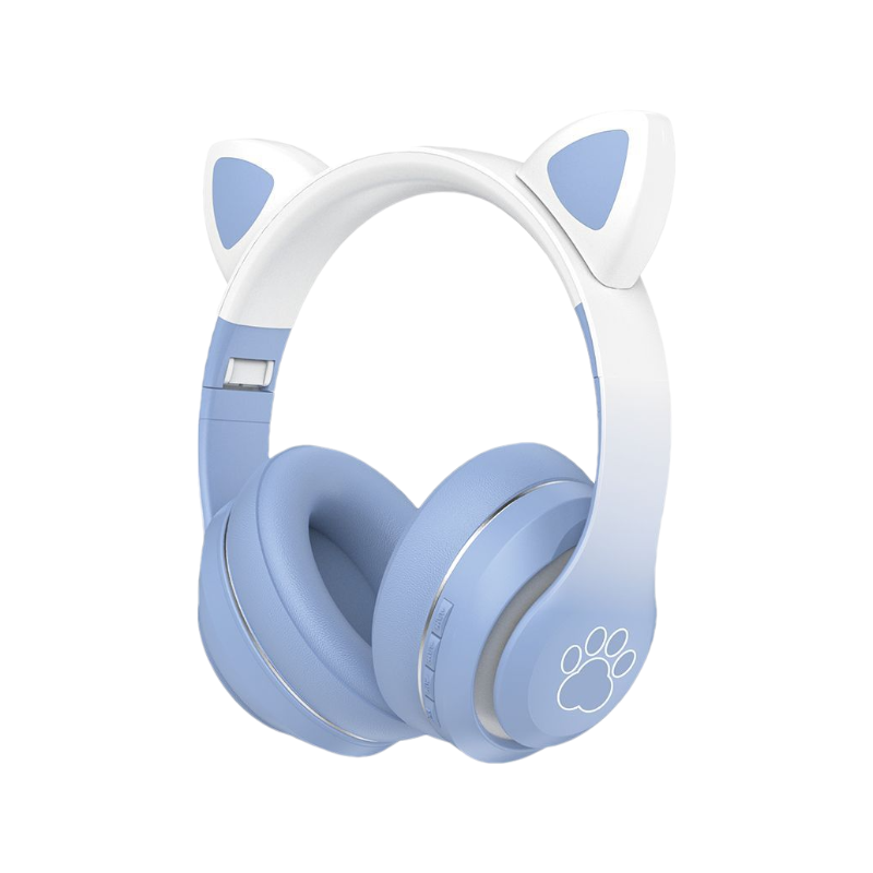 USHS VZV-36M Cute Cat Ear Bluetooth Headphones with LED Lights, Foldable Wireless Headset with Card Slot for Girls
