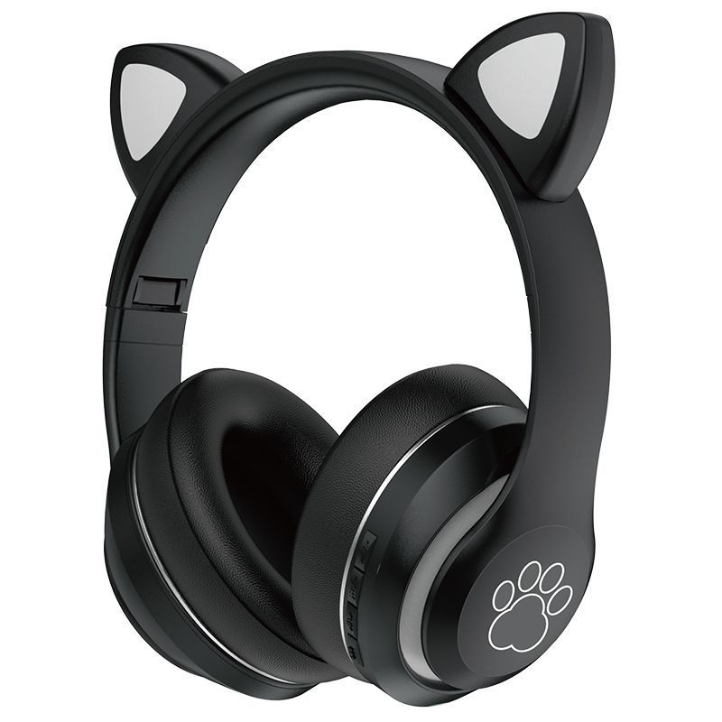 USHS VZV-36M Cute Cat Ear Bluetooth Headphones with LED Lights, Foldable Wireless Headset with Card Slot for Girls