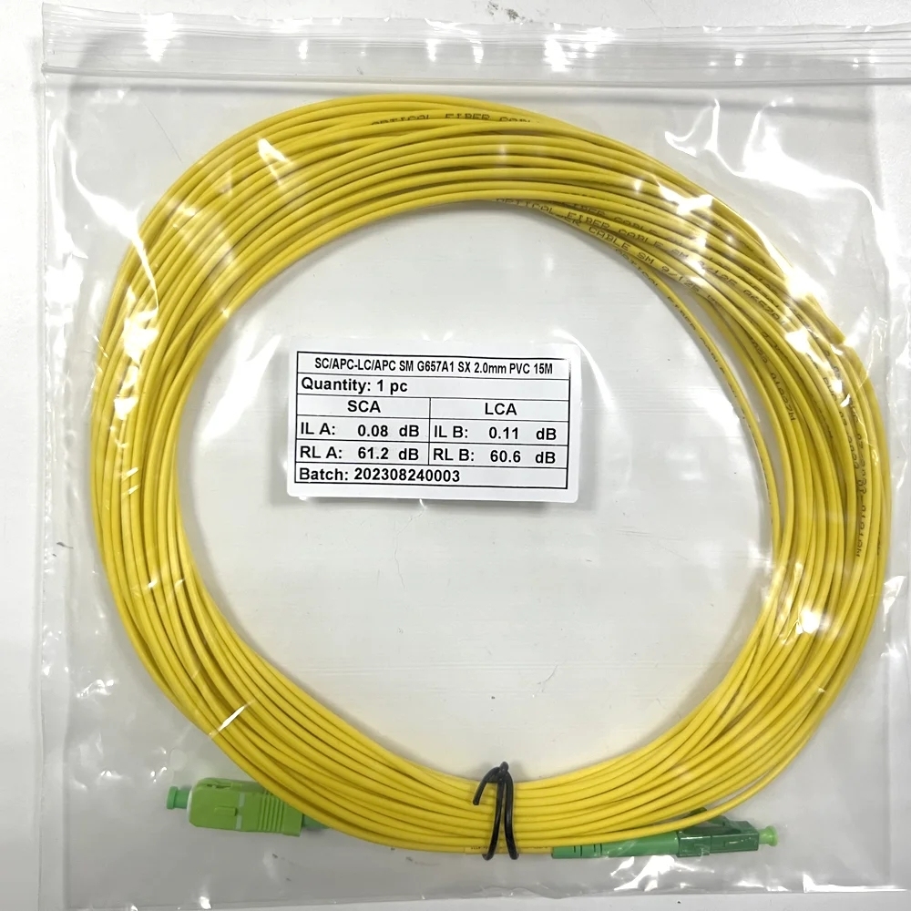 Optical Fiber Patch Cord Fibre Cable SC APC to LC APC Connectors Jumper G657A Single Mode 1 meter 2m 3m 5m 10 15meters 30 meters