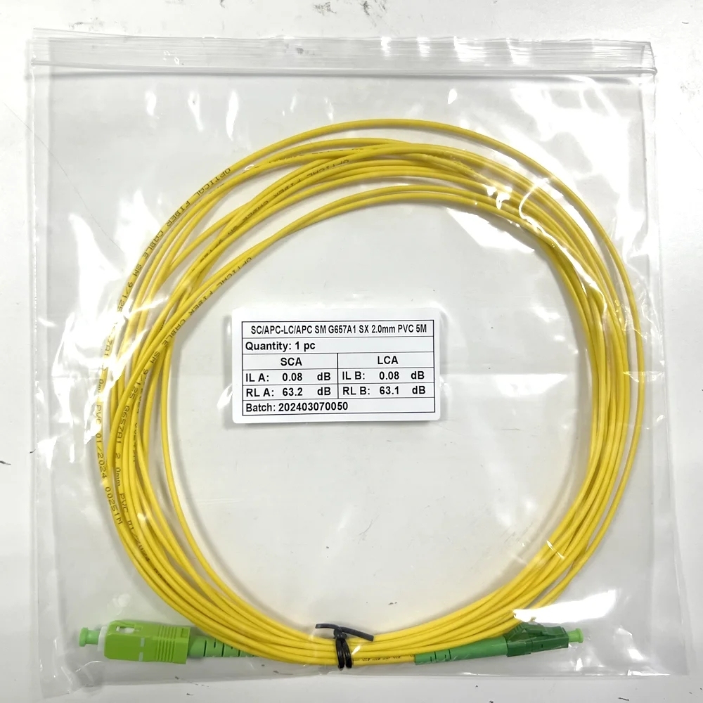 Optical Fiber Patch Cord Fibre Cable SC APC to LC APC Connectors Jumper G657A Single Mode 1 meter 2m 3m 5m 10 15meters 30 meters
