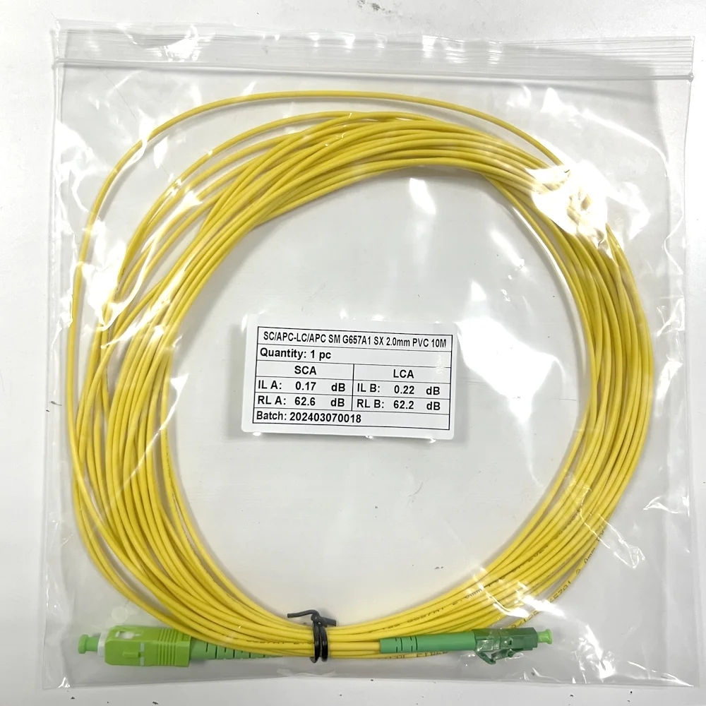 Optical Fiber Patch Cord Fibre Cable SC APC to LC APC Connectors Jumper G657A Single Mode 1 meter 2m 3m 5m 10 15meters 30 meters