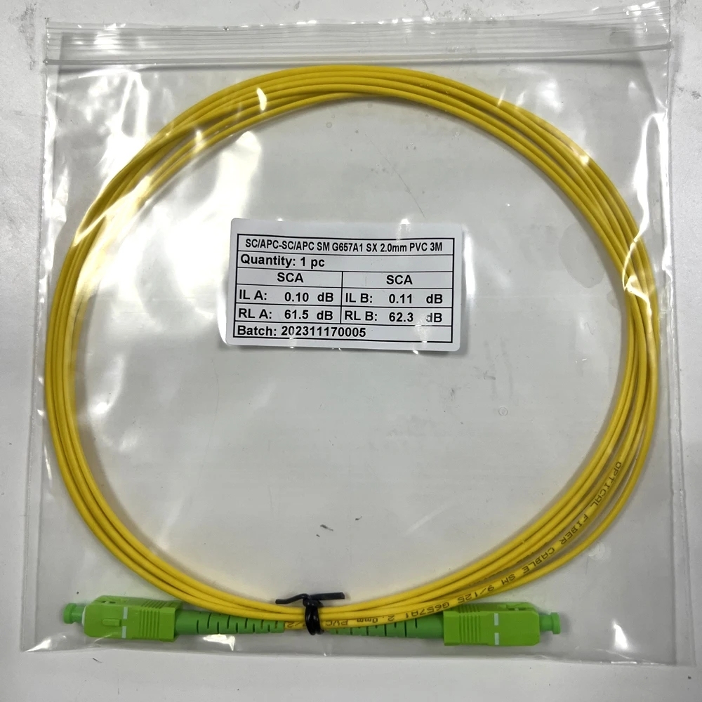 Fiber Patch Cord Optical Cable Fibre Jumper with SC APC Connector G657A1 Single Mode Fiber LSZH 0.5m 1m 2m 3m 5m Long