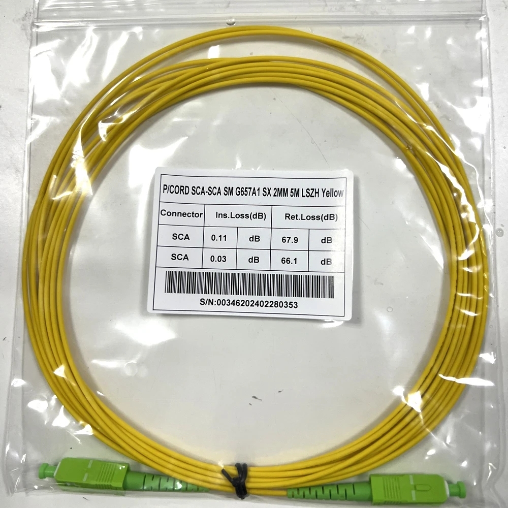 Fiber Patch Cord Optical Cable Fibre Jumper with SC APC Connector G657A1 Single Mode Fiber LSZH 0.5m 1m 2m 3m 5m Long