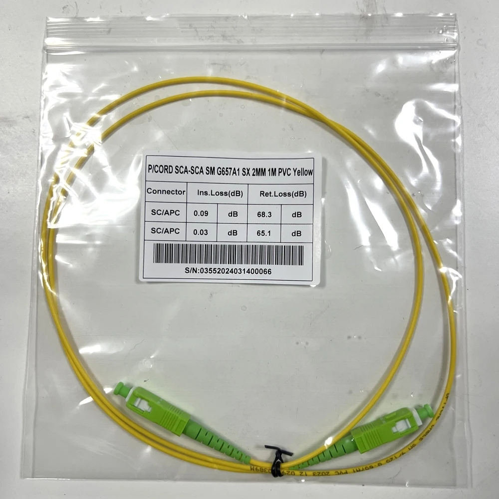 Fiber Patch Cord Optical Cable Fibre Jumper with SC APC Connector G657A1 Single Mode Fiber LSZH 0.5m 1m 2m 3m 5m Long