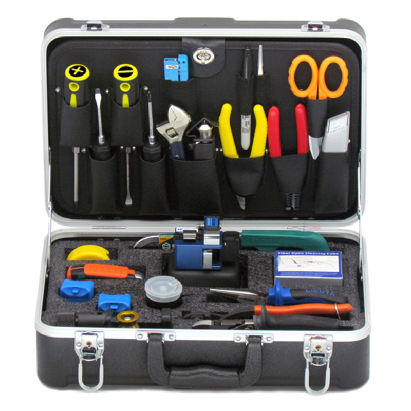 Optical Fiber Tools Kit inlcuding FIBER CABLE JACKET REMOVER TOOLS, UNIVERSAL ASSEMBLY TOOLS, CLEANING Tools