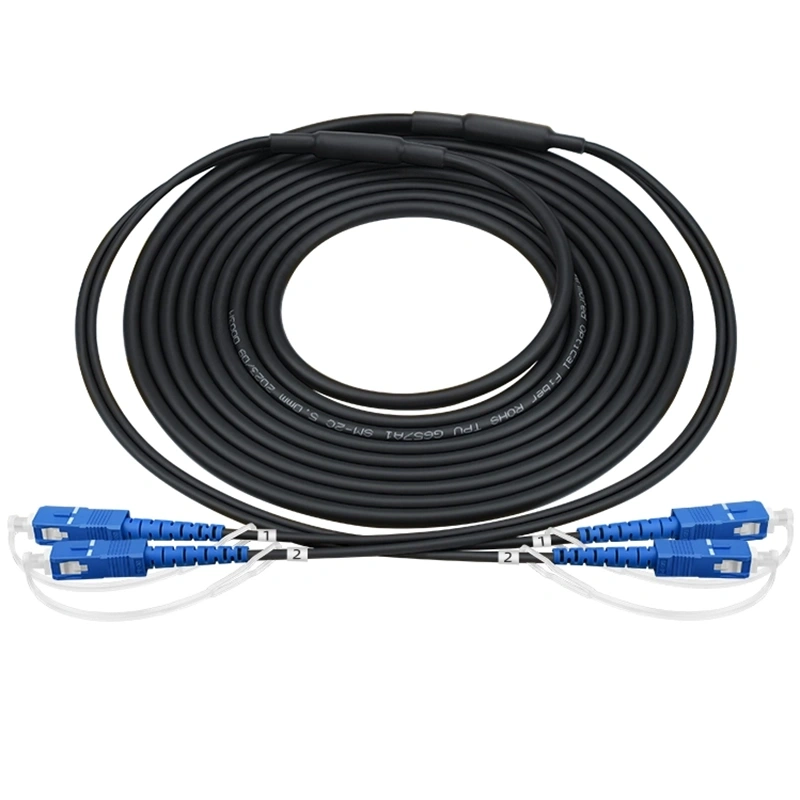 Armored Optical Fiber Cable Patch Cord 2 cores 5.0mm TPU SC UPC - SC UPC
