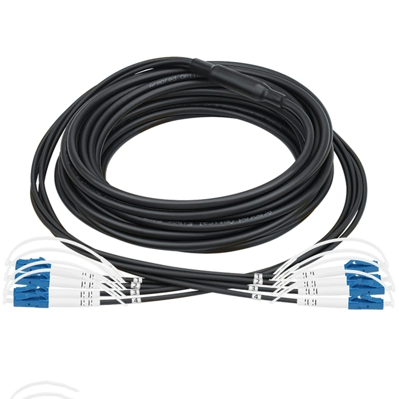 Armored Optical Fiber Cable Patch Cord 4 cores 5.0mm TPU LC UPC - LC UPC