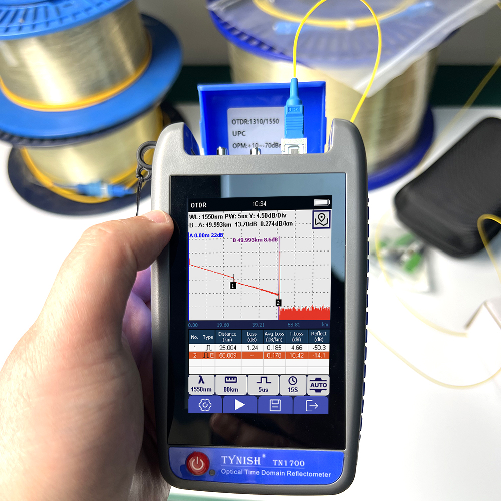 TN1700 Micro OTDR Optical Time Domain Reflectometer with Event Map Optical Power Meter Light Source Visual Fault Locator Loss Test SC Connector