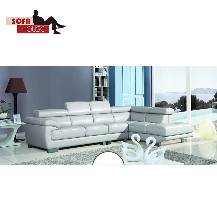 Luxury living room adjustable sectional leather sofa for sale modern headrest mechanism