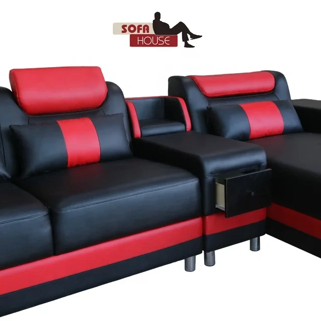 Modern straight leather sofa  fixed sofa lives in sitting room sofa