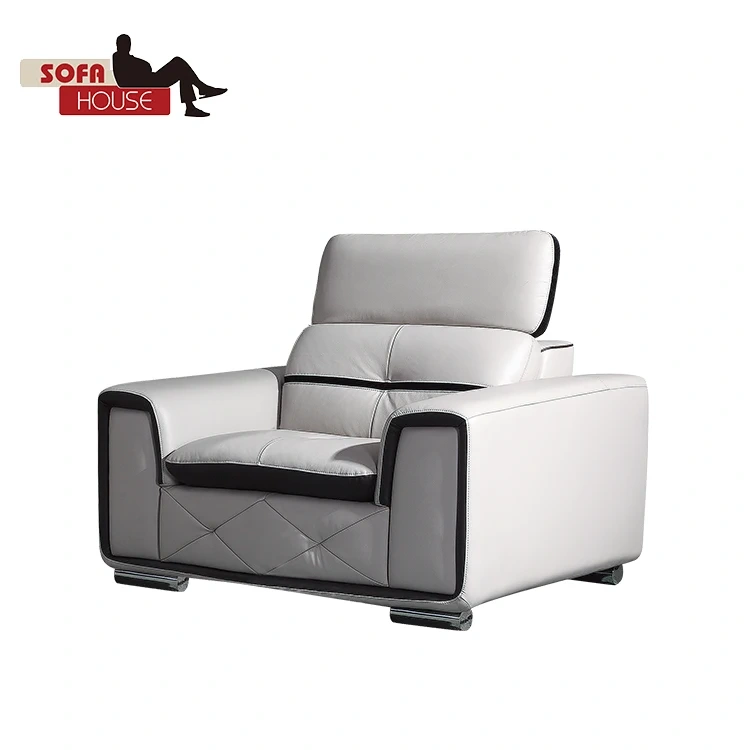 Recliner leather furniture sofa set 3+2+1 headrest mechanism living room