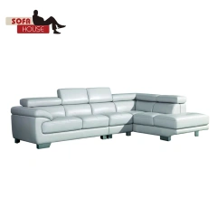 Luxury living room adjustable sectional leather sofa for sale modern headrest mechanism