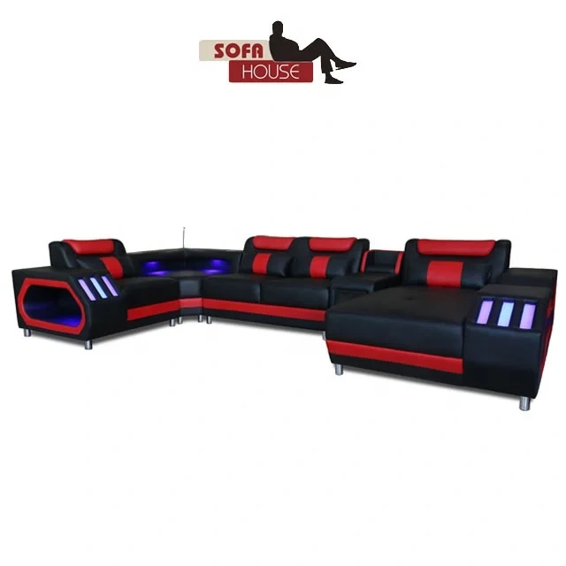 Modern straight leather sofa  fixed sofa lives in sitting room sofa