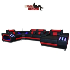 Modern straight leather sofa  fixed sofa lives in sitting room sofa