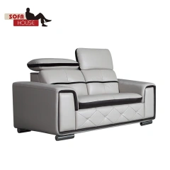 Recliner leather furniture sofa set 3+2+1 headrest mechanism living room