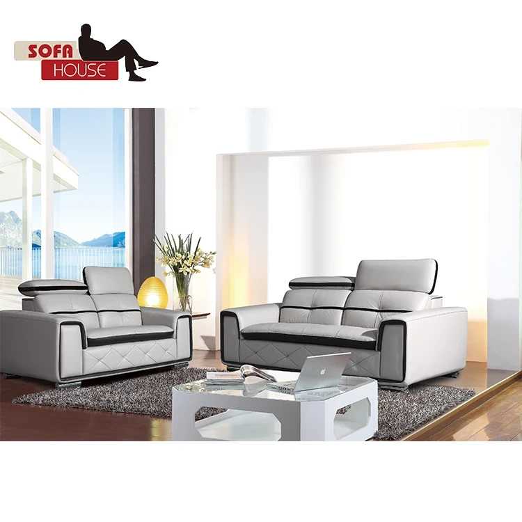 Recliner leather furniture sofa set 3+2+1 headrest mechanism living room
