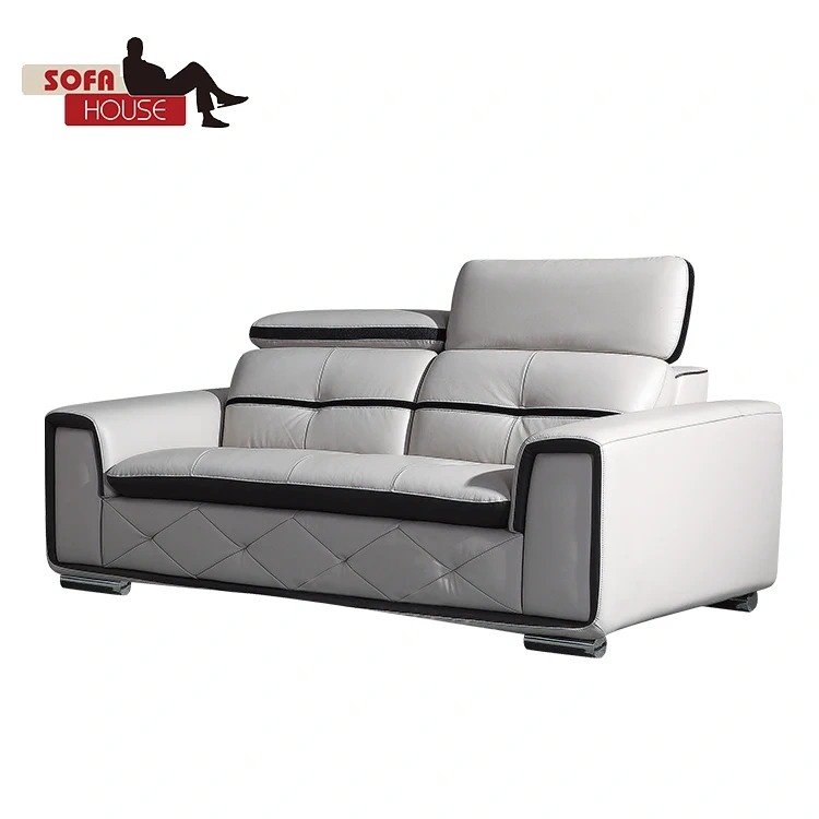 Recliner leather furniture sofa set 3+2+1 headrest mechanism living room