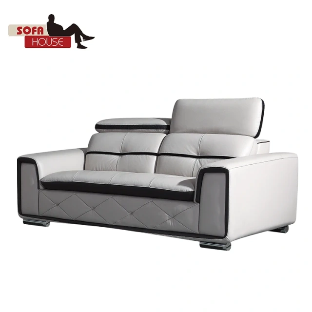 Recliner leather furniture sofa set 3+2+1 headrest mechanism living room