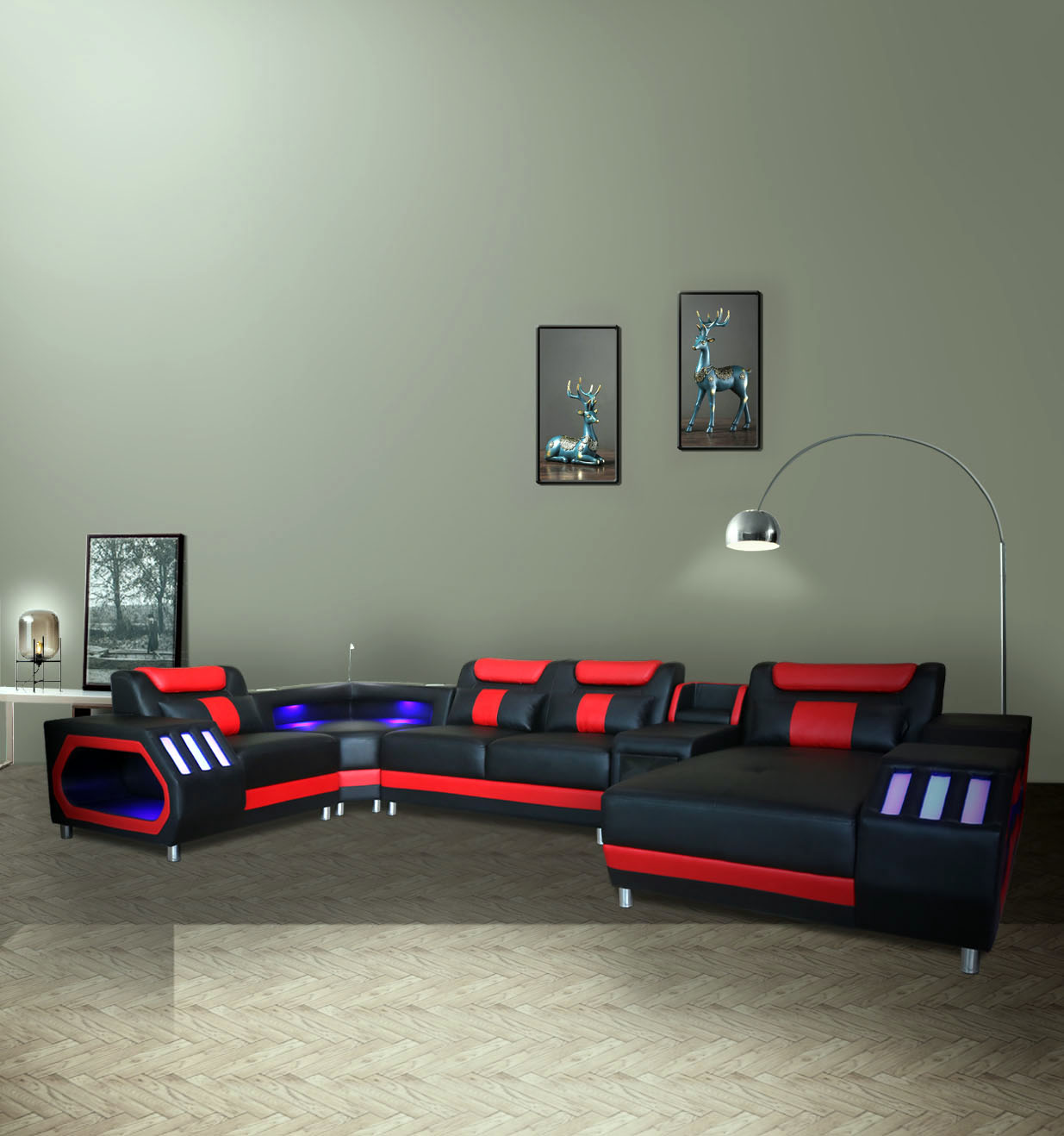 Modern straight leather sofa fixed sofa lives in sitting room sofa