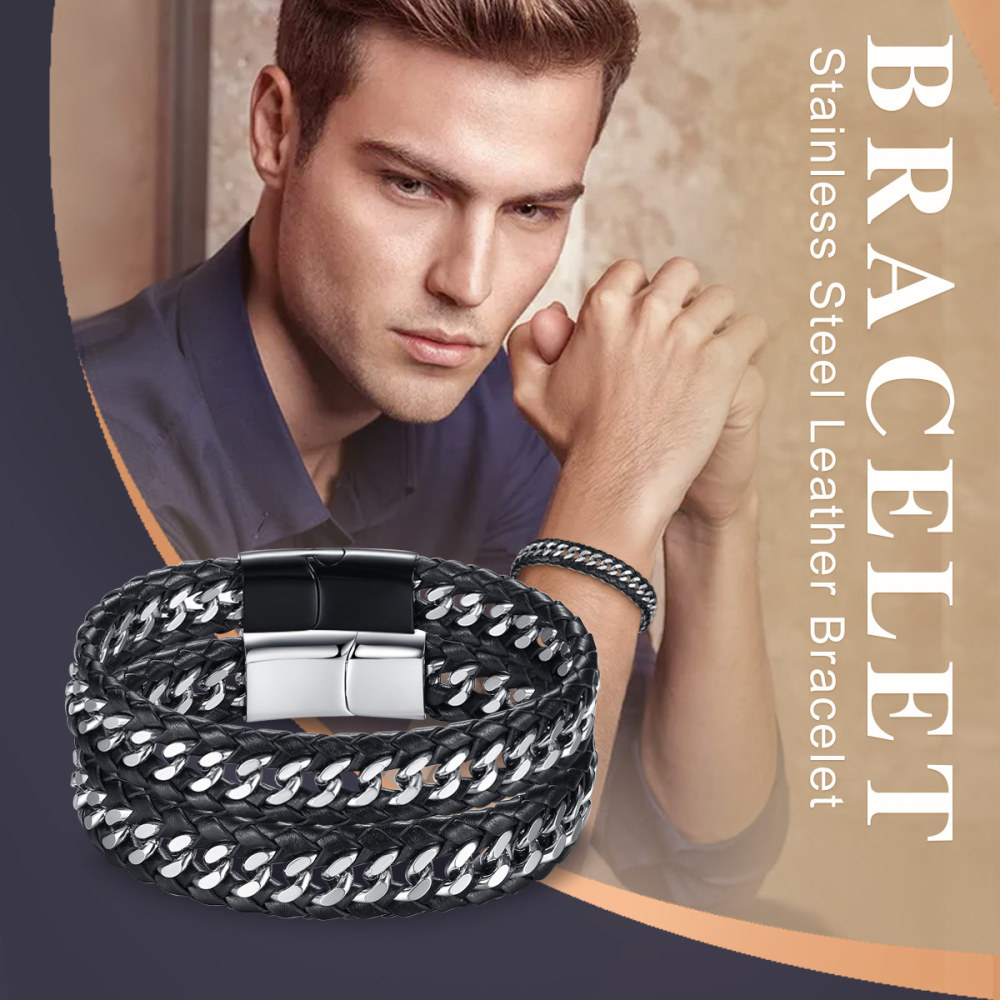 Magnetic Buckle Leather Bangles