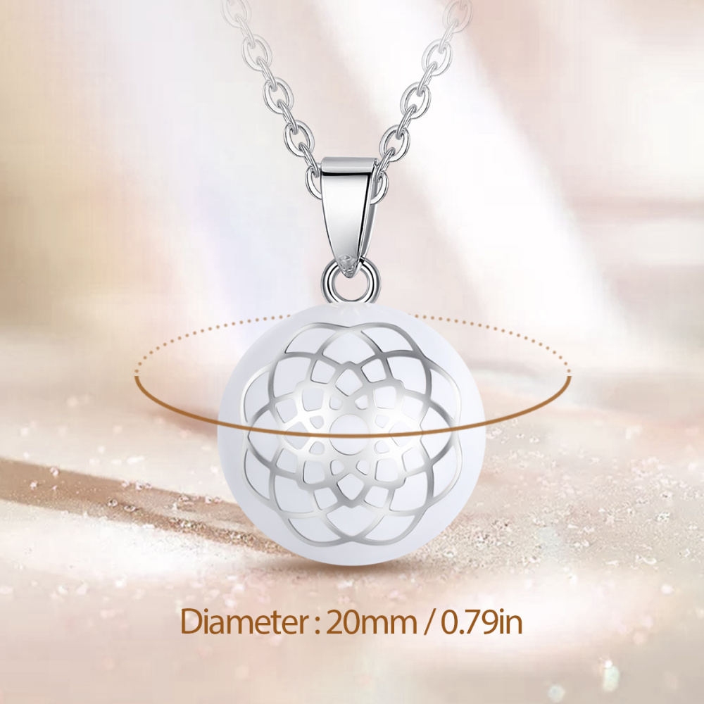 Flower Pattern White Enamel Harmony Bola Pendant