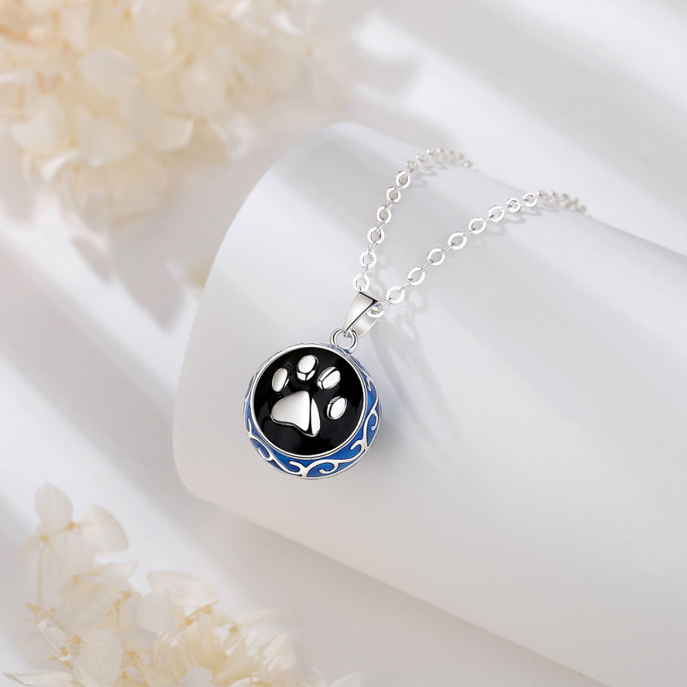 Silver Paw Print Design Harmony Bola Pendant