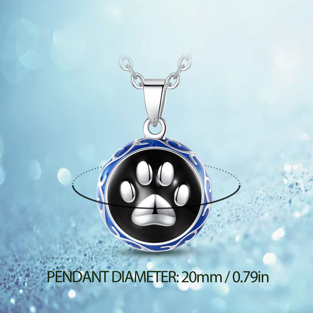 Silver Paw Print Design Harmony Bola Pendant