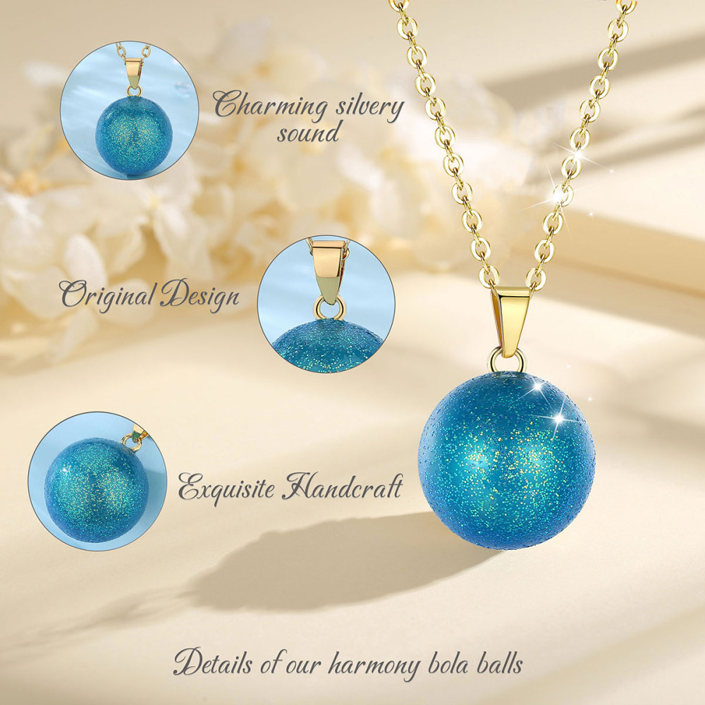 Sparkling Blue-Green Harmony Bola Pendant