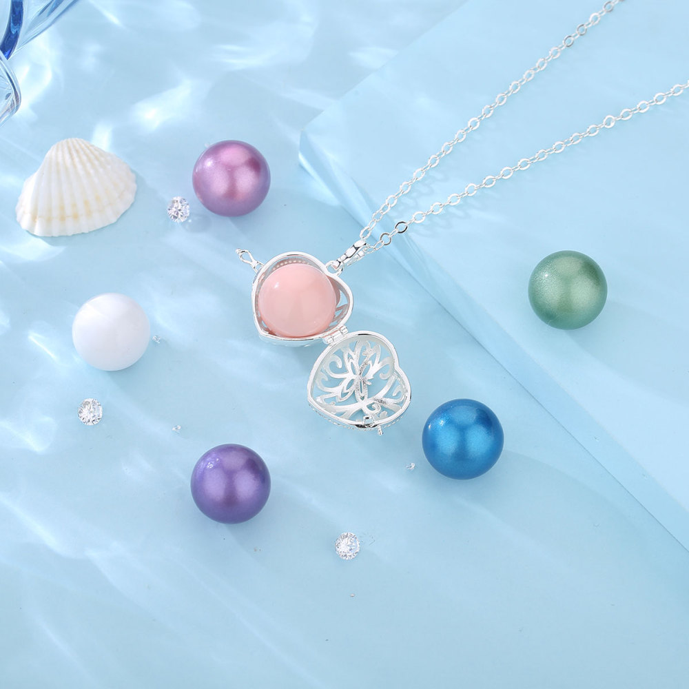 Silver-Plated Butterfly Heart Chime Cage Pendant