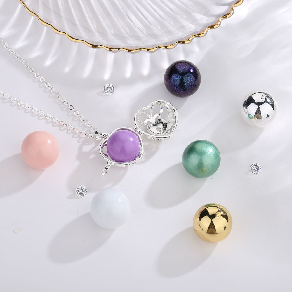 Heart-Shaped Lock Design Silver-Plated Chime Balls Pendant