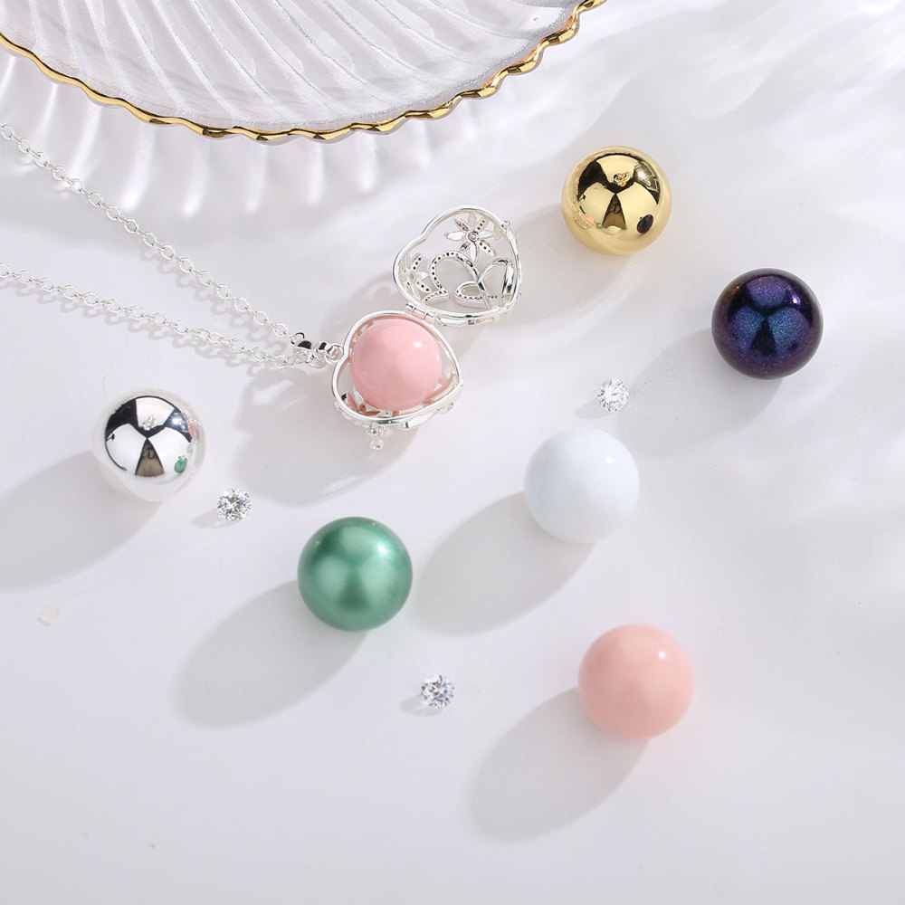 Double Heart-Shaped Angel Chime Cage Necklace