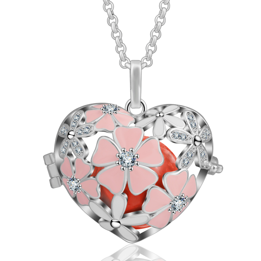 Pink Flower Chime Caller Bola Pendant Necklace