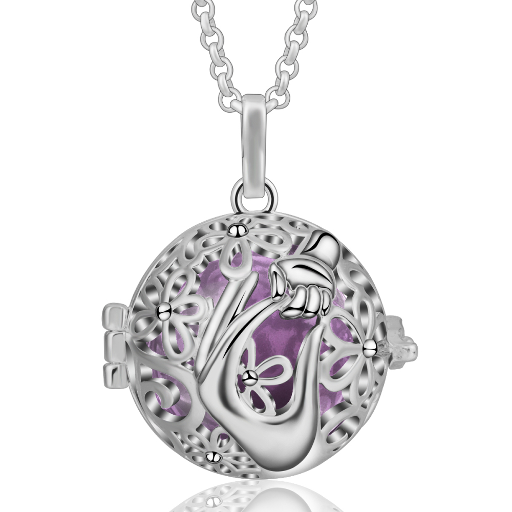 Mother & Baby Hands Soothing Chime Bola Cage Necklace