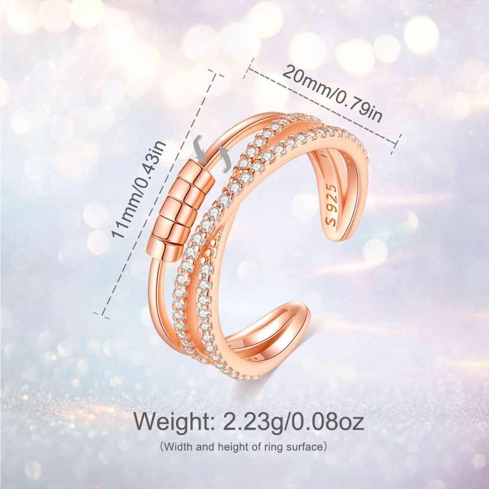 Rose Gold Plating Rotatable Beads Design Anxiety Ring