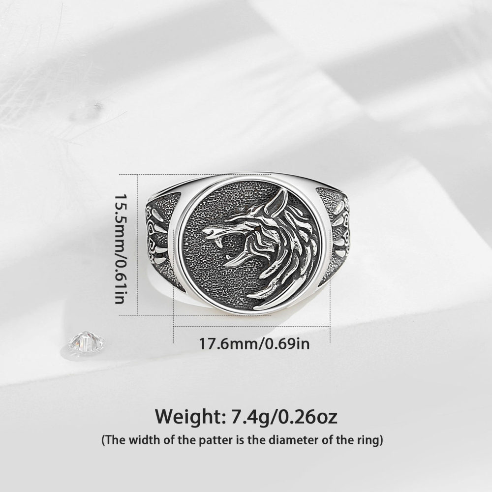 Antique Oxidized Open Design Viking Wolf Head Ring