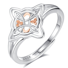 925 Silver & Rose Gold Wicca Knot Open Ring