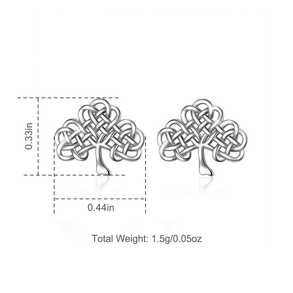 925 Sterling Silver Rhodium-Plated Celtic Tree of Life Stud Earrings