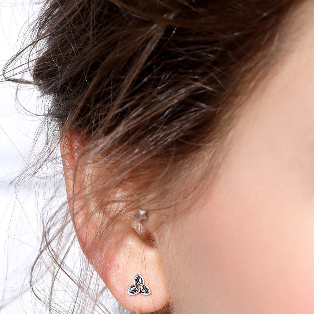 925 Sterling Silver Celtic Knot Small Stud Earrings