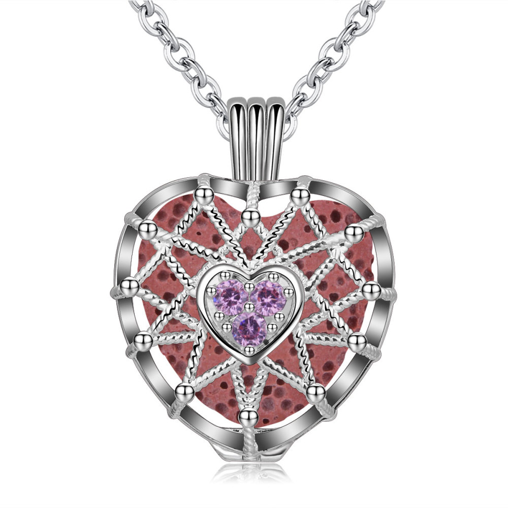 Heart-Shaped Volcanic Stone Aroma Diffuser Necklace