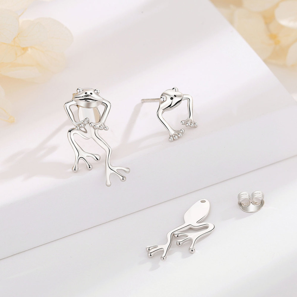 925 Silver Frog Earrings with Multiple Wearing Options